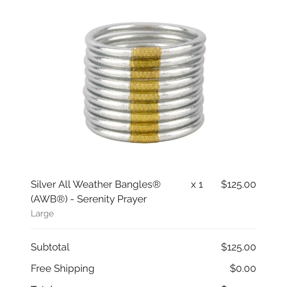 BudhaGirl Silver All Weather Bangles, Size Large, Budha Girl